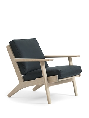 Getama - Wegner GE290 Lav stol - Eg / Sort læder 